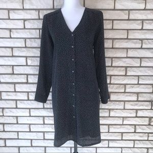 J. Crew Shift Dress Button Front Polka Dot